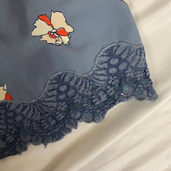 Abercrombie & Fitch Blue Floral Smocked Off The Shoulder Babydoll Mini Dress S - Picture 8 of 14